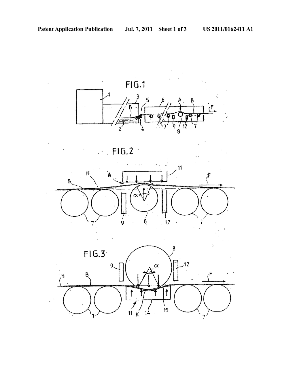 PROCESS AND DEVICE FOR PRODUCING A STRUCTURE ON ONE OF THE FACES OF A     GLASS RIBBON - diagram, schematic, and image 02