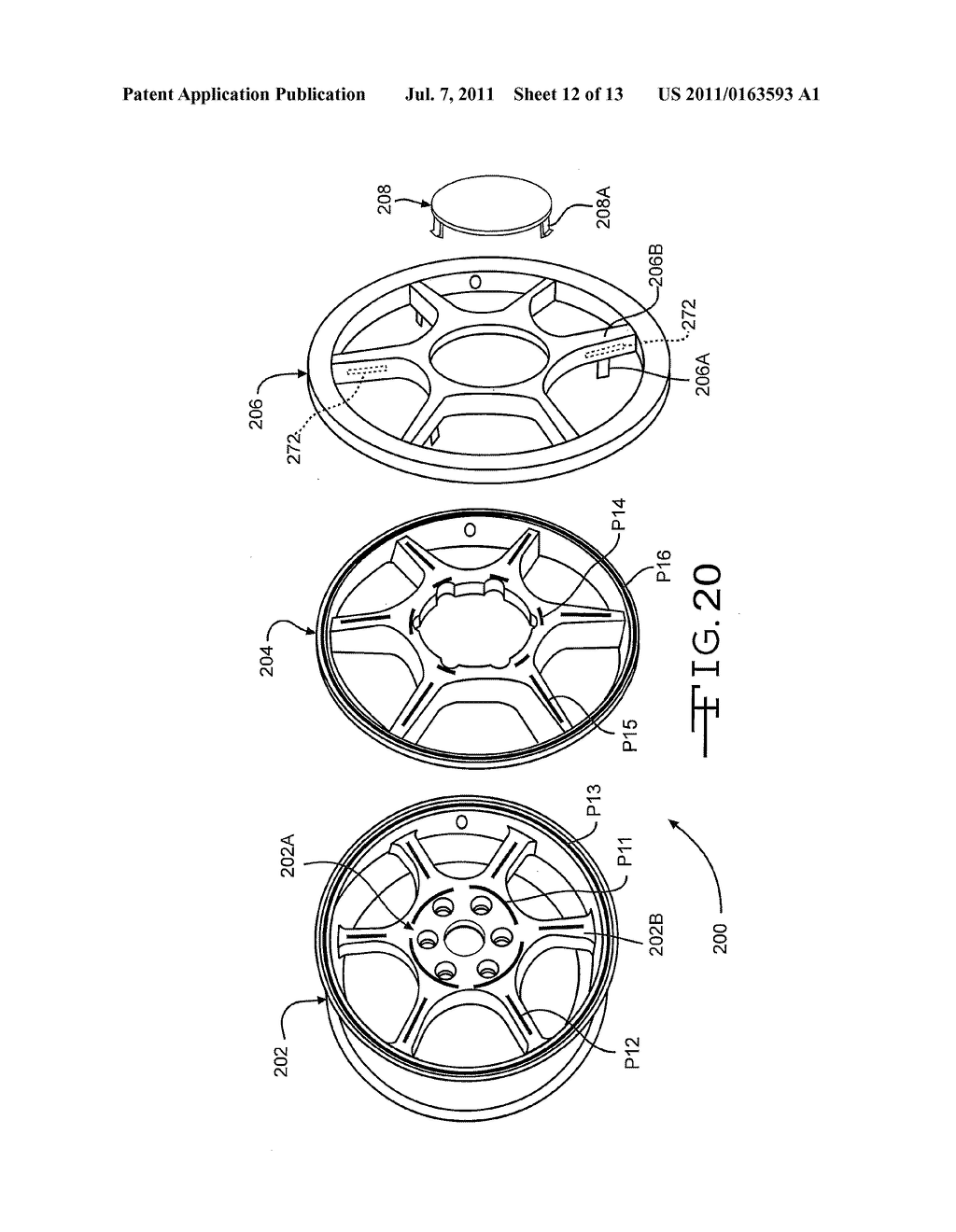 MULTI-PIECE VEHICLE WHEEL COVER RETENTION SYSTEM AND METHOD FOR PRODUCING     SAME - diagram, schematic, and image 13