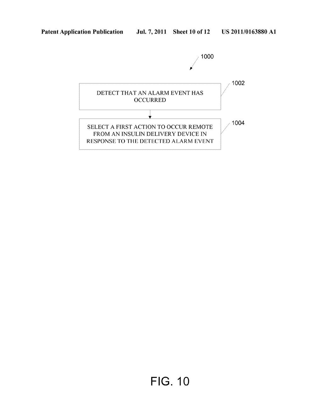 SYSTEM AND METHOD RESPONSIVE TO AN ALARM EVENT DETECTED AT AN INSULIN     DELIVERY DEVICE - diagram, schematic, and image 11