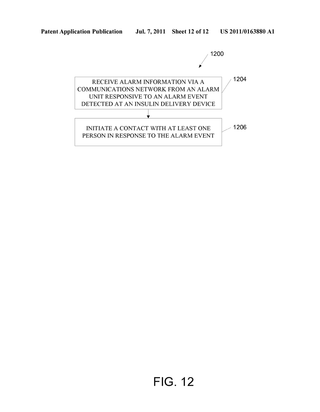 SYSTEM AND METHOD RESPONSIVE TO AN ALARM EVENT DETECTED AT AN INSULIN     DELIVERY DEVICE - diagram, schematic, and image 13