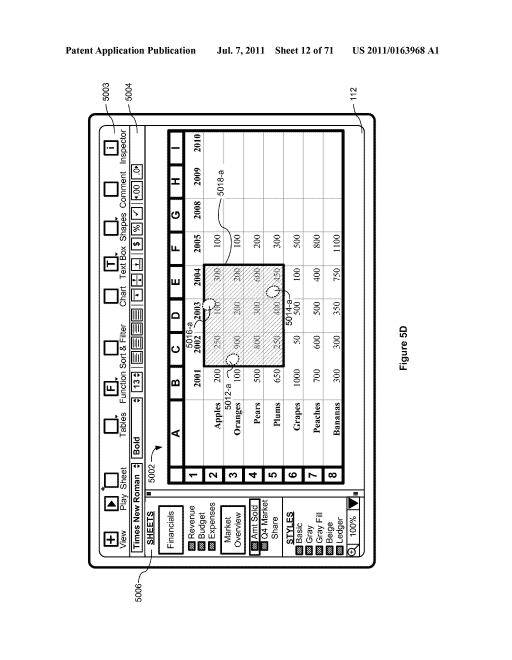 Device, Method, and Graphical User Interface for Manipulating Tables Using     Multi-Contact Gestures - diagram, schematic, and image 13