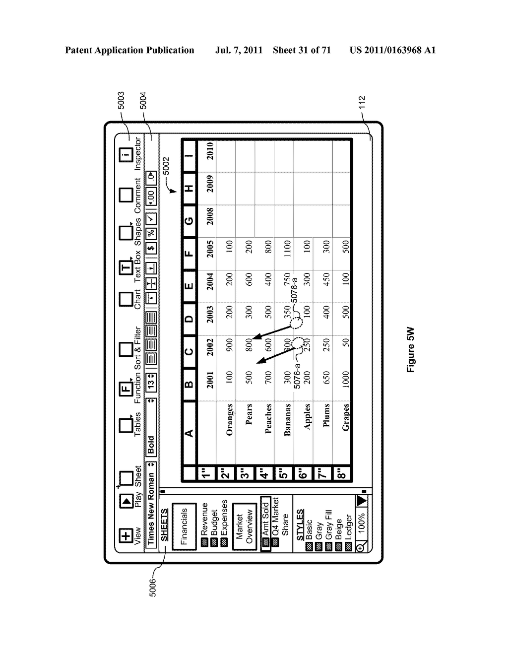 Device, Method, and Graphical User Interface for Manipulating Tables Using     Multi-Contact Gestures - diagram, schematic, and image 32