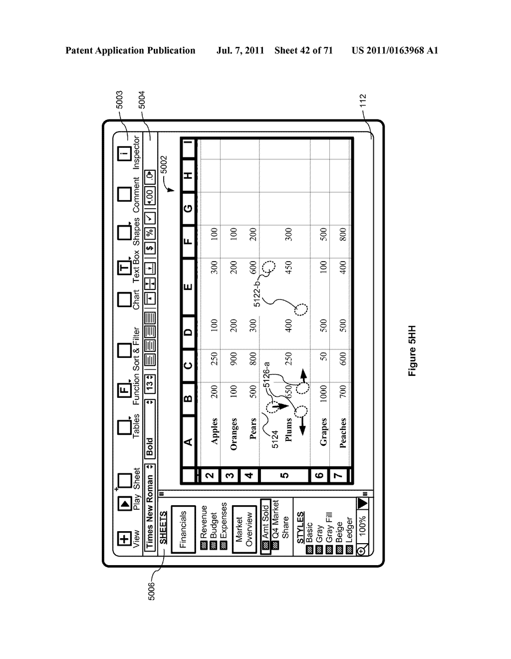 Device, Method, and Graphical User Interface for Manipulating Tables Using     Multi-Contact Gestures - diagram, schematic, and image 43