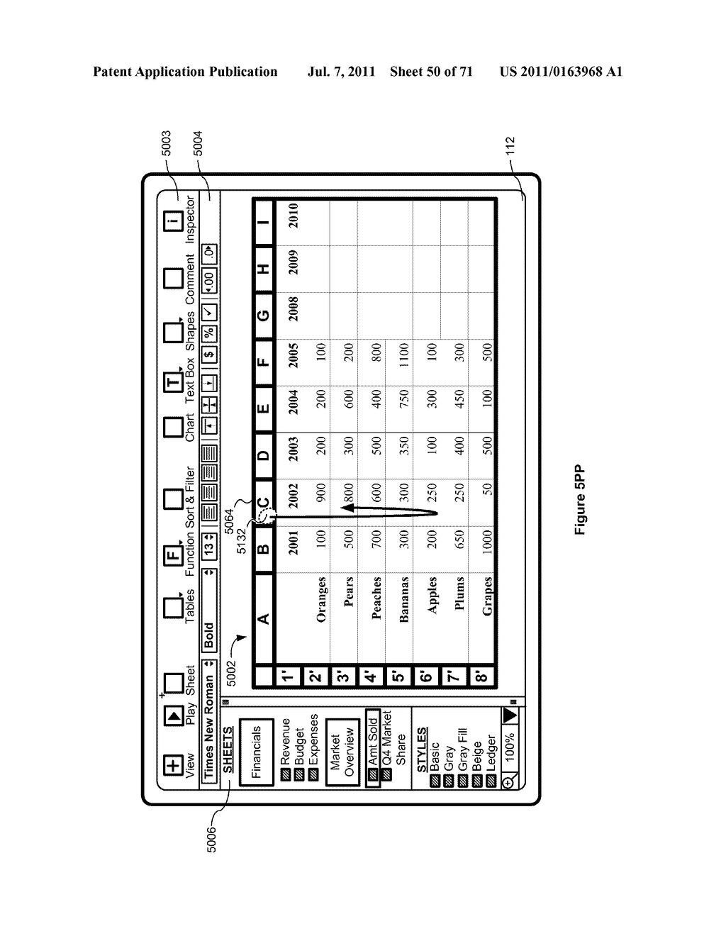 Device, Method, and Graphical User Interface for Manipulating Tables Using     Multi-Contact Gestures - diagram, schematic, and image 51