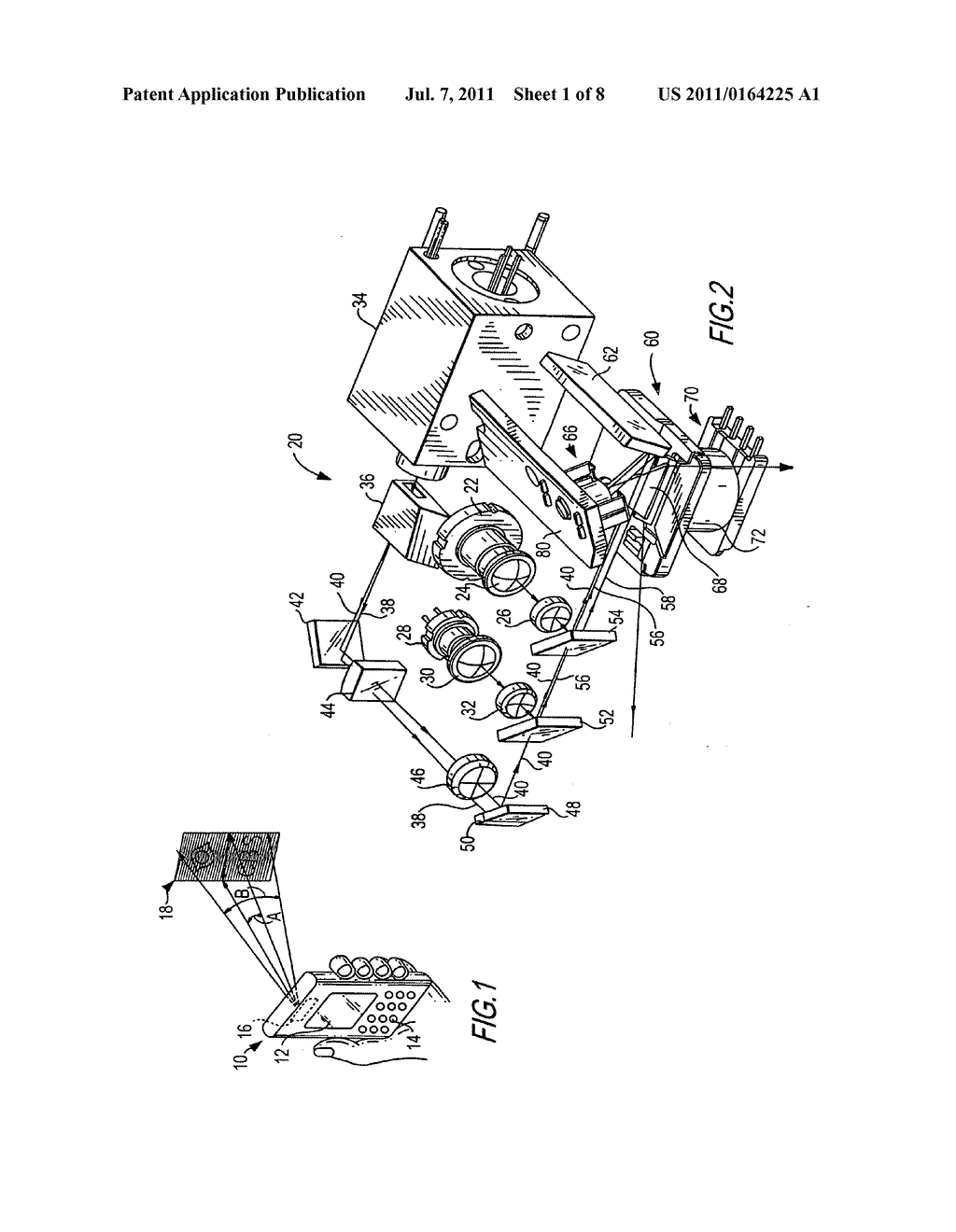 Arrangement for and method of projecting an image with linear scan lines - diagram, schematic, and image 02