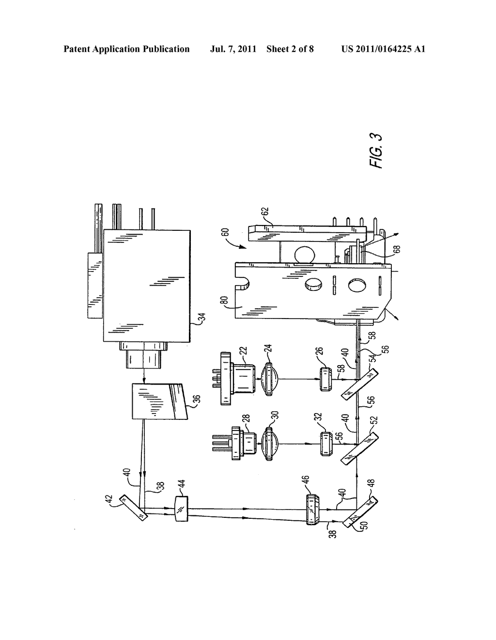 Arrangement for and method of projecting an image with linear scan lines - diagram, schematic, and image 03