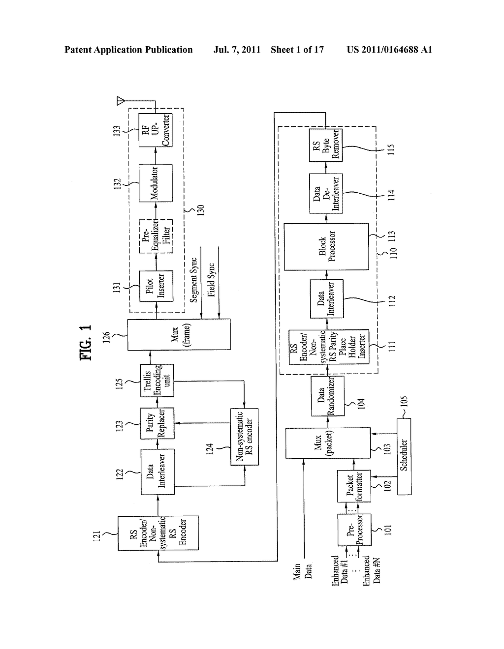 DTV TRANSMITTING SYSTEM AND RECEIVING SYSTEM AND METHOD OF PROCESSING     BROADCAST SIGNAL - diagram, schematic, and image 02