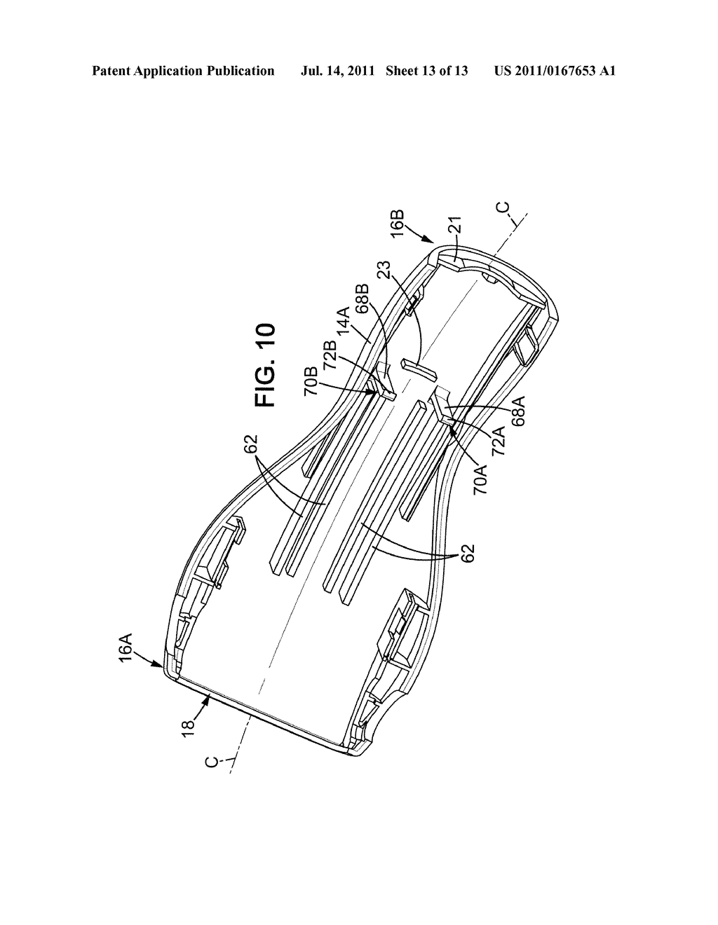 RAZOR WITH A RETRACTABLE SHAVING CARTRIDGE AND RAZOR HANDLE FOR SUCH A     HANDLE - diagram, schematic, and image 14