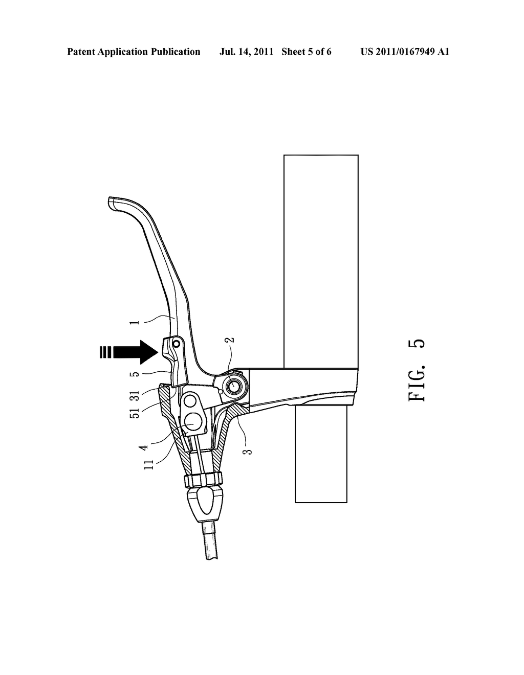 Moveable brake lever for bicycle - diagram, schematic, and image 06