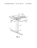 DEVICE FOR MOUNTING A TABLE TOP ON A FRAME WITH DRIVE MEANS diagram and image