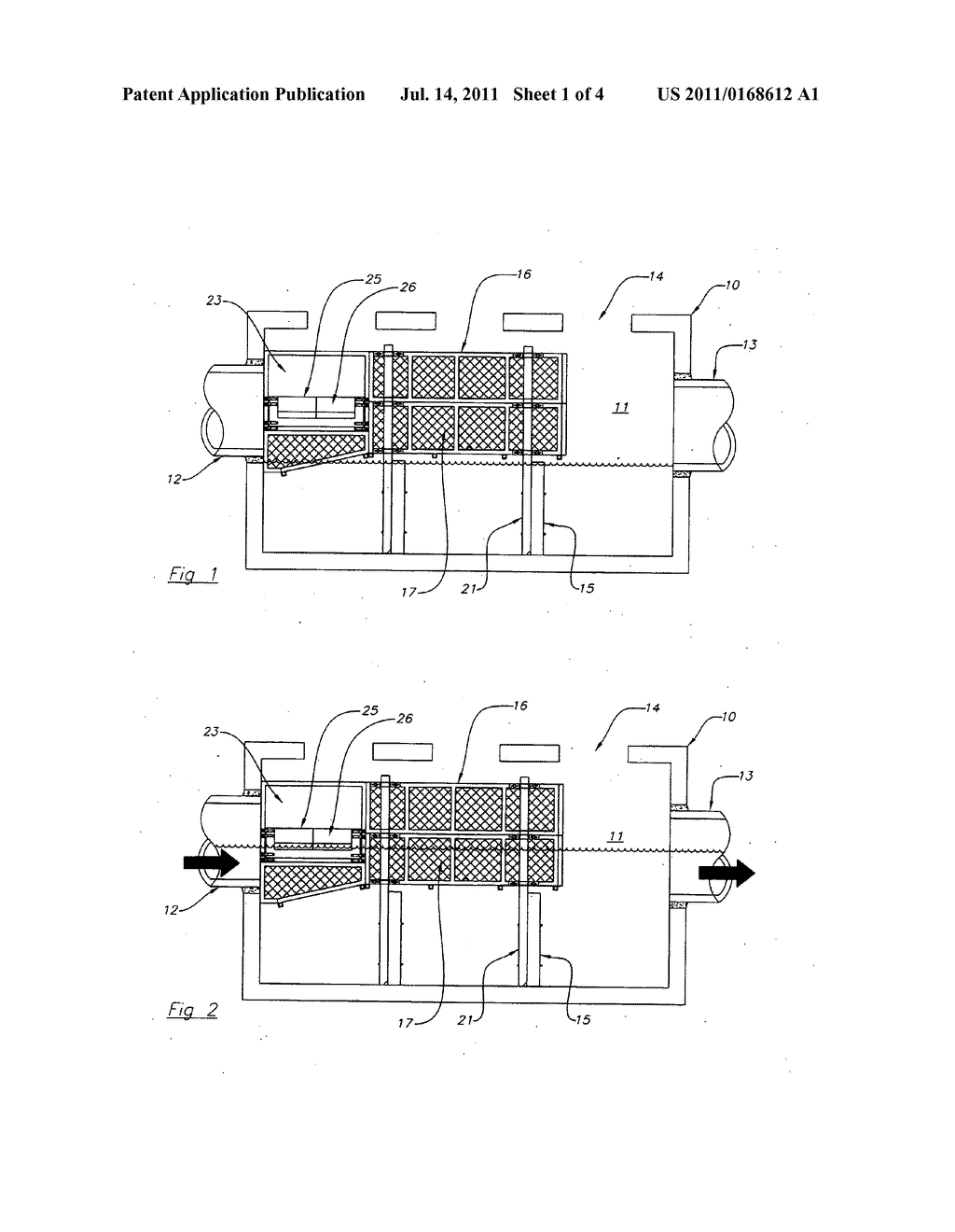 Storm water filter basket with floating bypass panels - diagram, schematic, and image 02