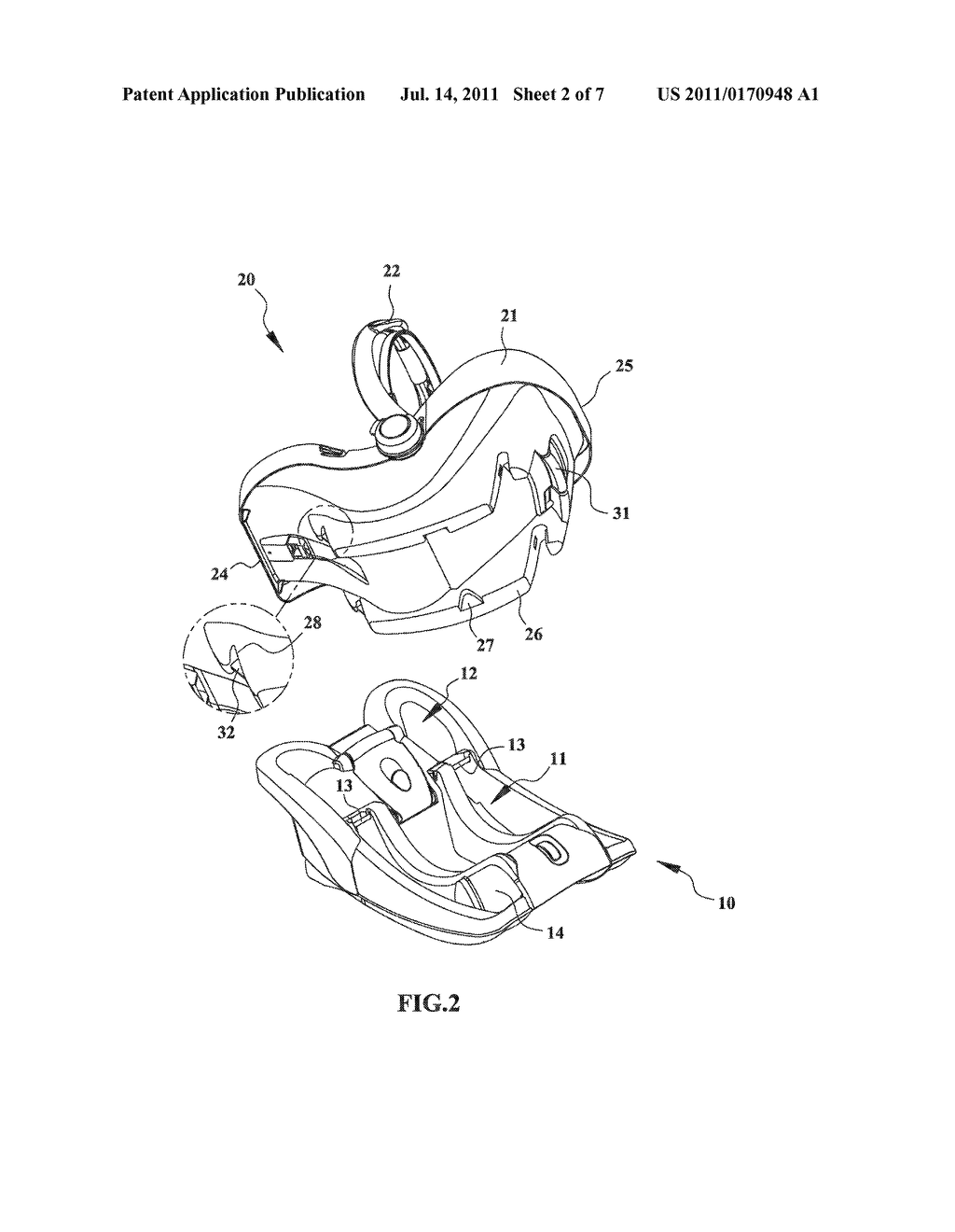 QUICK RELEASE LOCKING MECHANISM FOR SECURING AN INFANT CARRIER TO A BASE - diagram, schematic, and image 03