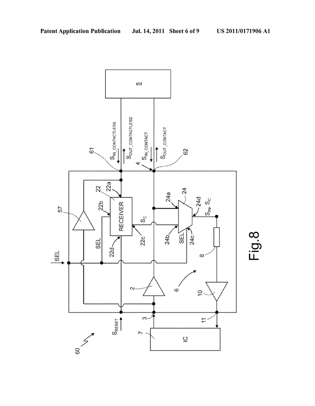 COMMUNICATION CELL FOR AN INTEGRATED CIRCUIT, CHIP COMPRISING SAID     COMMUNICATION CELL, ELECTRONIC SYSTEM INCLUDING THE CHIP, AND TEST     APPARATUS - diagram, schematic, and image 07