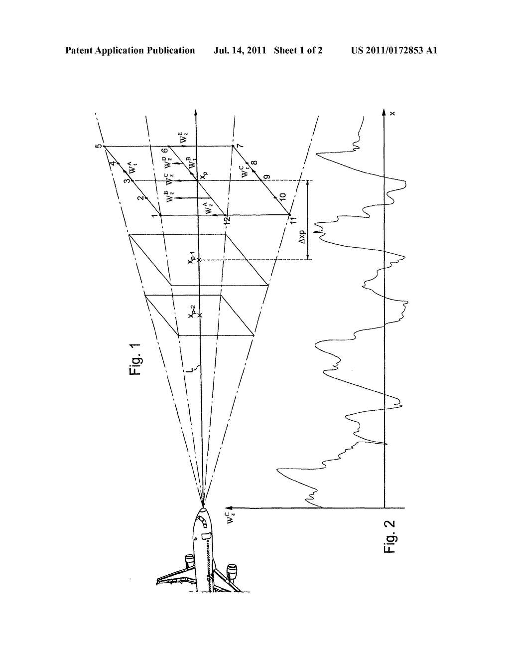 METHOD AND DEVICE FOR ATTENUATING THE EFFECTS OF TURBULENCE ON AN AIRCRAFT - diagram, schematic, and image 02