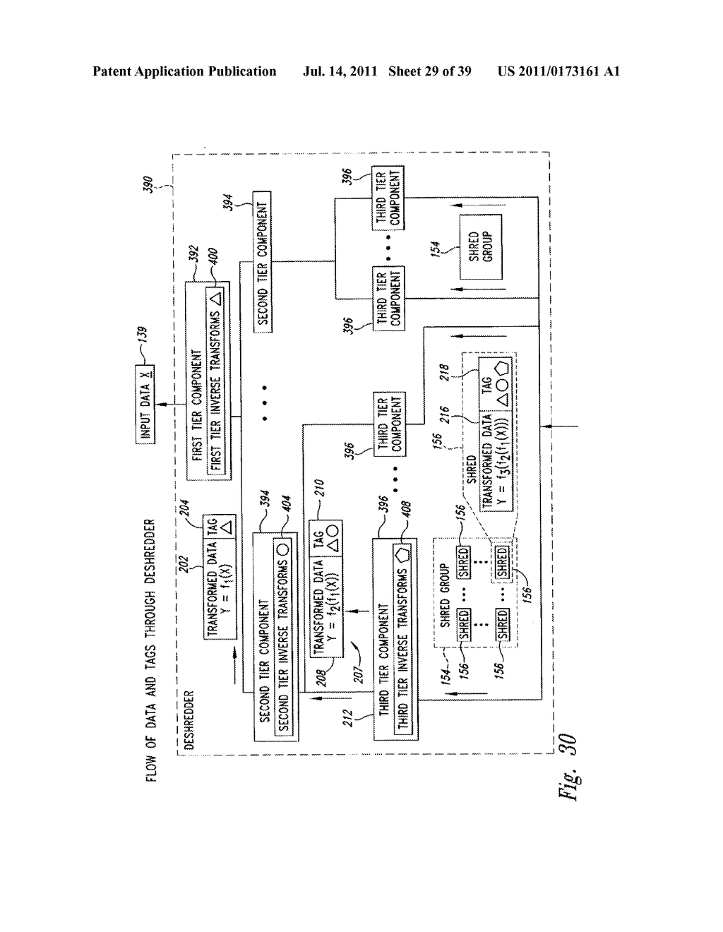 DATA STORAGE SYSTEM AND METHOD BY SHREDDING AND DESHREDDING - diagram, schematic, and image 30