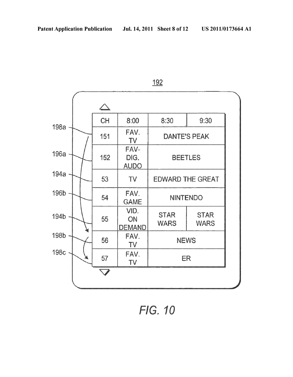 APPARATUS AND METHOD FOR CONSTRAINED SELECTION OF FAVORITE CHANNELS - diagram, schematic, and image 09