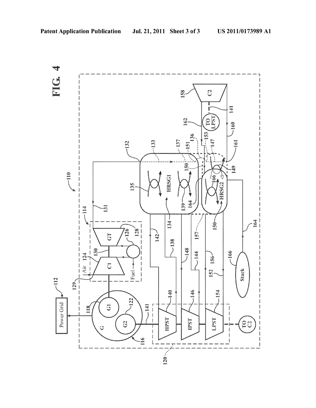 COMBINED CYCLE POWER PLANT WITH SPLIT COMPRESSOR - diagram, schematic, and image 04