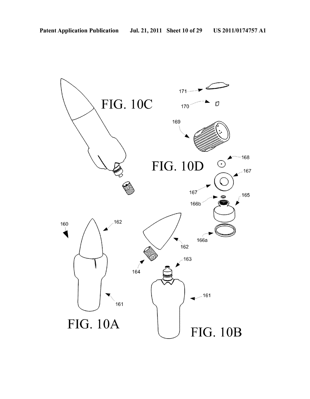 Flying beverage container having attachable reversible finned section - diagram, schematic, and image 11