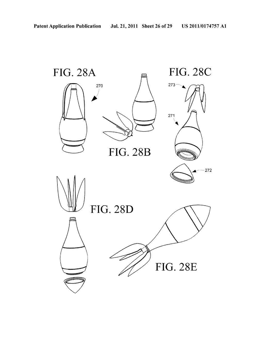 Flying beverage container having attachable reversible finned section - diagram, schematic, and image 27