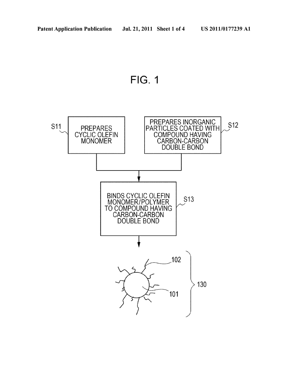 METHODS FOR MANUFACTURING ORGANIC-INORGANIC COMPOSITE PARTICLES, OPTICAL     MATERIAL, OPTICAL ELEMENT AND LENS, AND ORGANIC-INORGANIC COMPOSITE     PARTICLES - diagram, schematic, and image 02