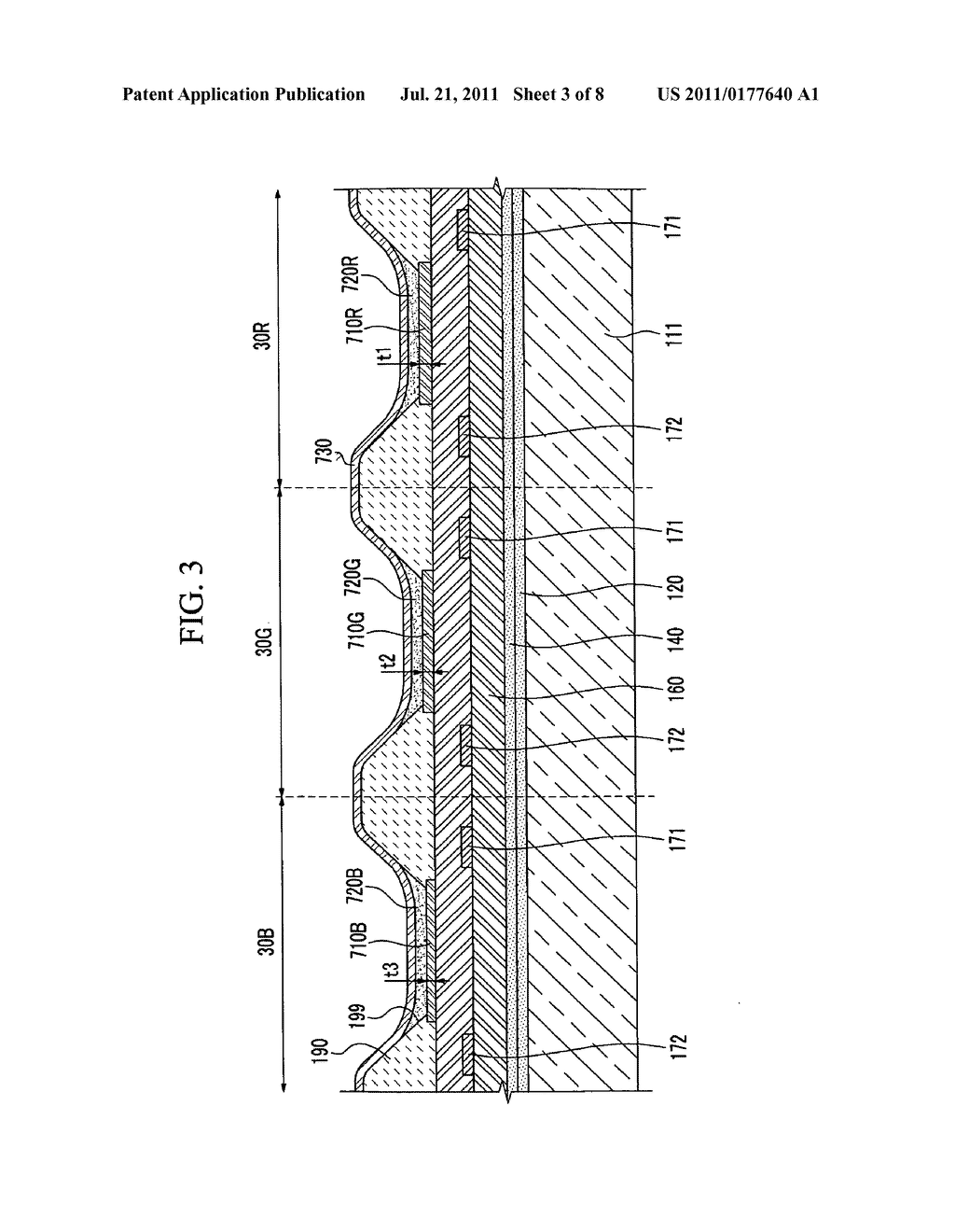 Method for manufacturing an organic light emitting diode display - diagram, schematic, and image 04