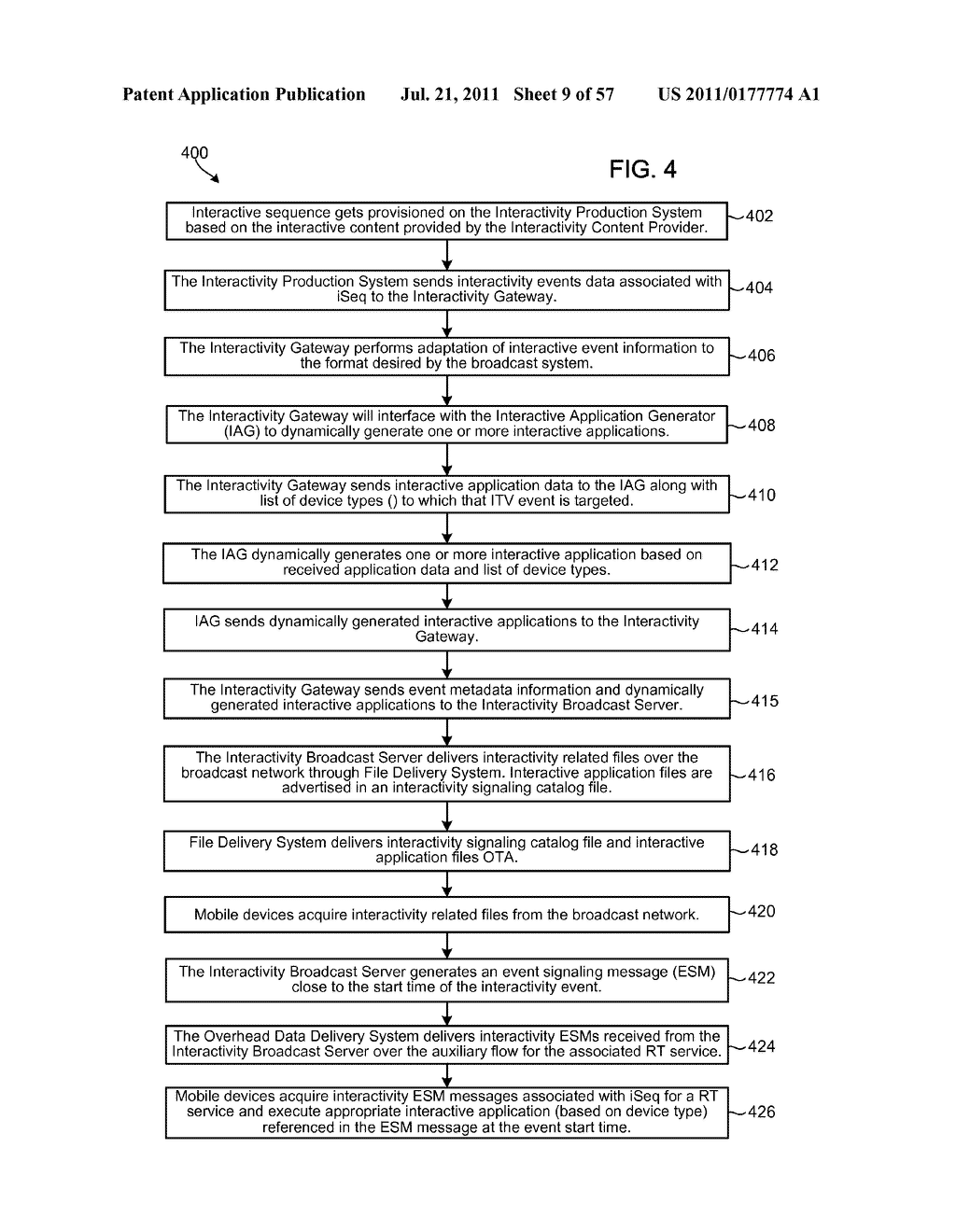 DYNAMIC GENERATION, DELIVERY, AND EXECUTION OF INTERACTIVE APPLICATIONS     OVER A MOBILE BROADCAST NETWORK - diagram, schematic, and image 10