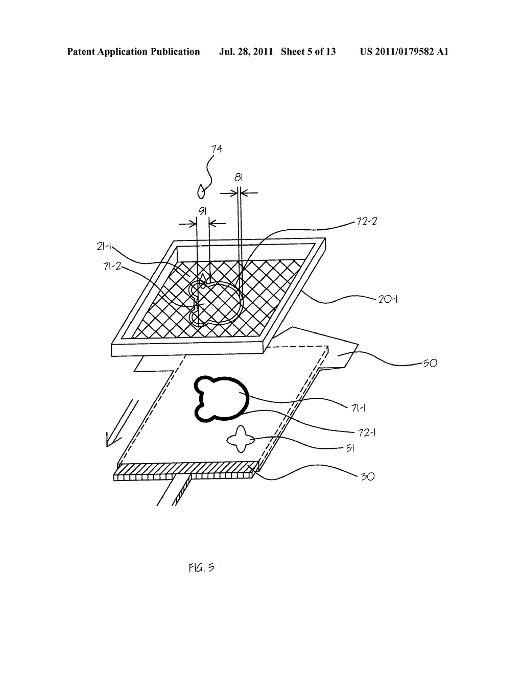 Method of durably and flexibly grafting a delicately decorated fabric to a     cotton clothing such as jeans utilizing stencils - diagram, schematic, and image 06