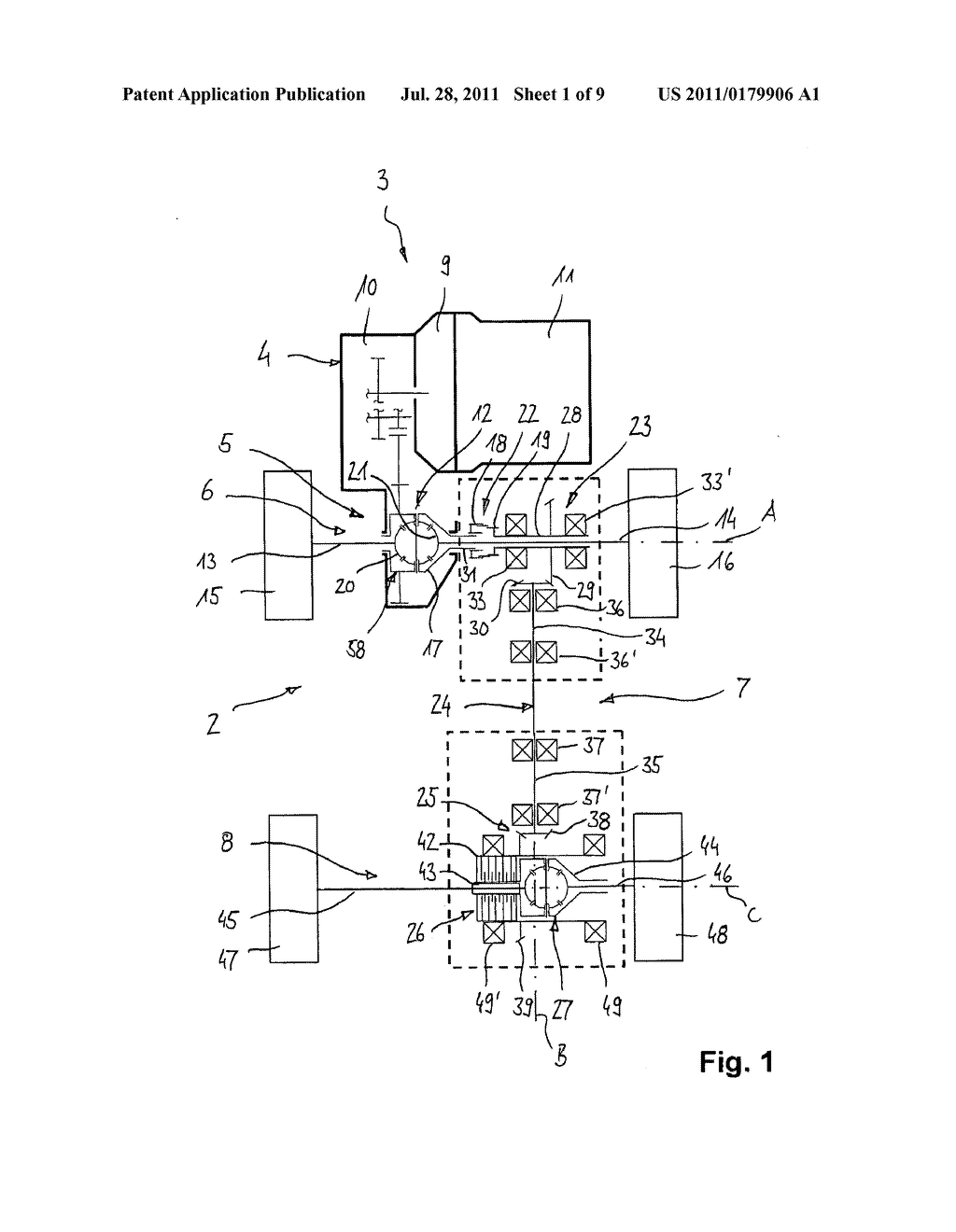 DRIVE ASSEMBLY FOR A MOTOR VEHICLE DRIVEN BY A PLURALITY OF AXLES - diagram, schematic, and image 02