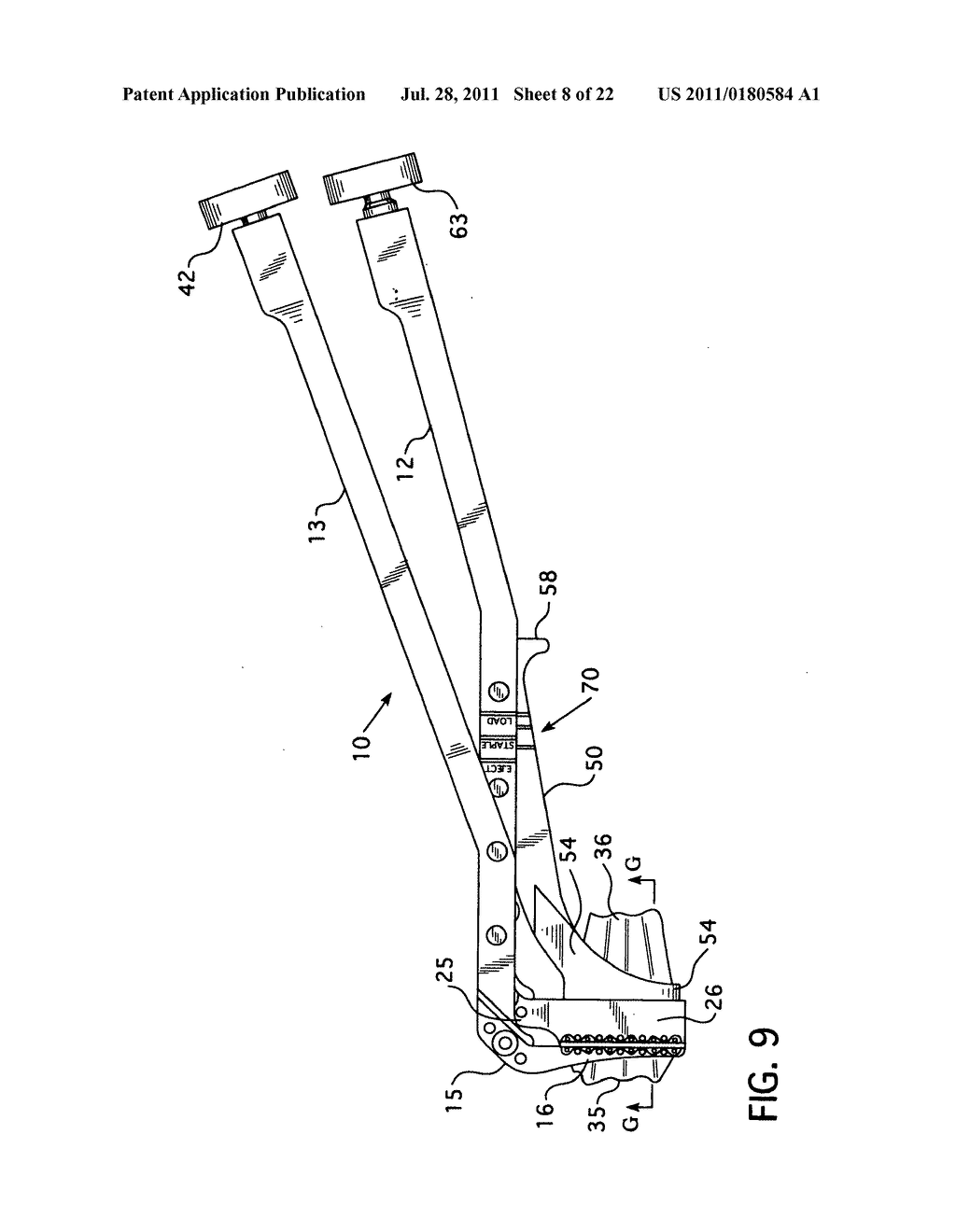 Stapling apparatus for performing anastomosis on hollow organs - diagram, schematic, and image 09