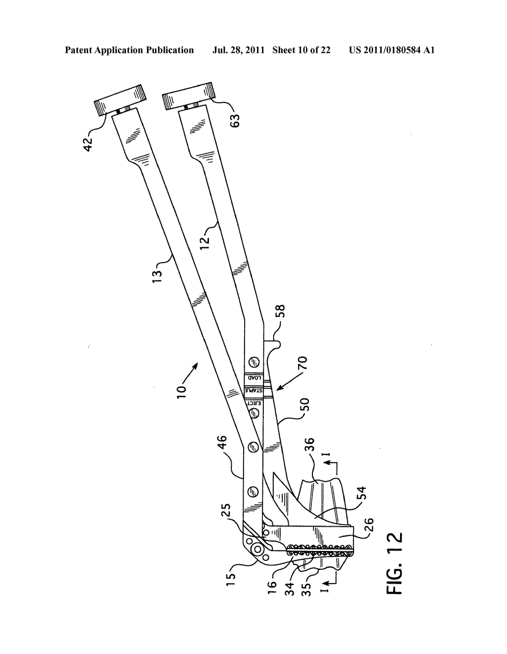 Stapling apparatus for performing anastomosis on hollow organs - diagram, schematic, and image 11