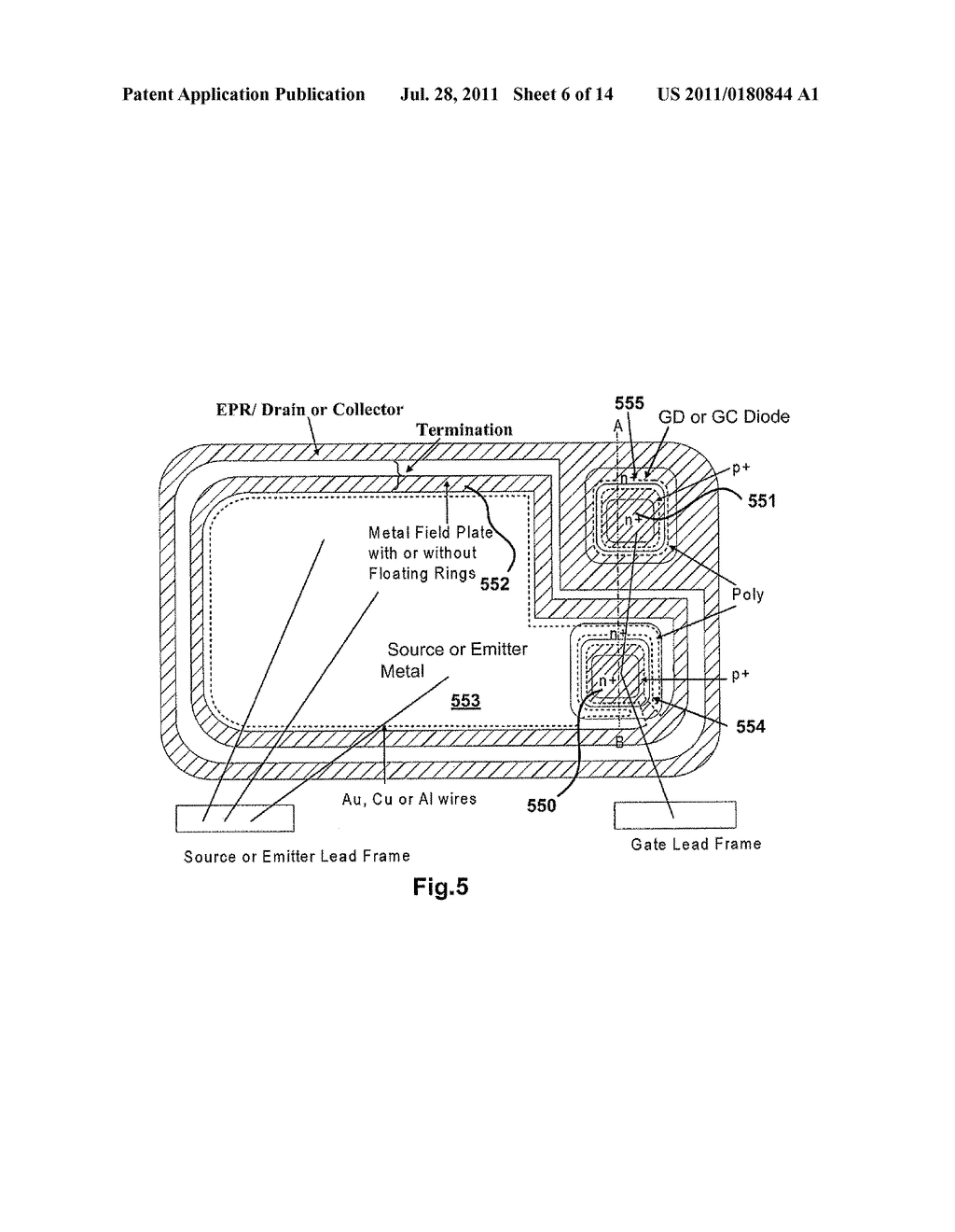 POWER SEMICONDUCTOR DEVICES INTEGRATED WITH CLAMP DIODES HAVING SEPARATED     GATE METAL PADS TO AVOID BREAKDOWN VOLTAGE DEGRADATION - diagram, schematic, and image 07