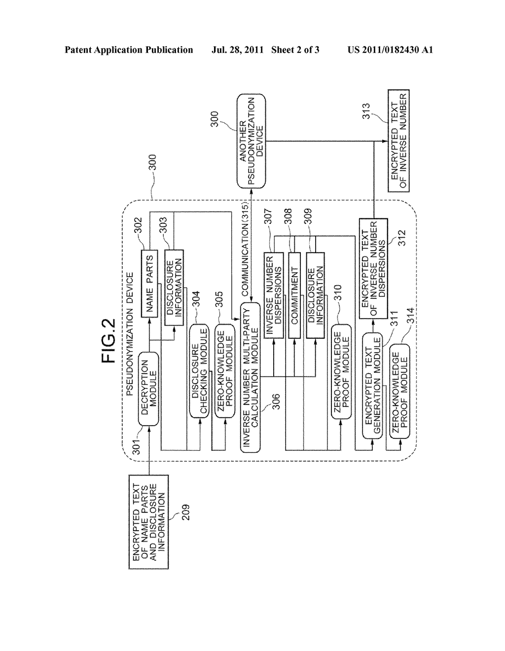 NAME ENCRYPTION DEVICE, PSEUDONYMIZATION DEVICE, NAME ENCRYPTION METHOD,     AND PSEUDONYMIZATION METHOD - diagram, schematic, and image 03