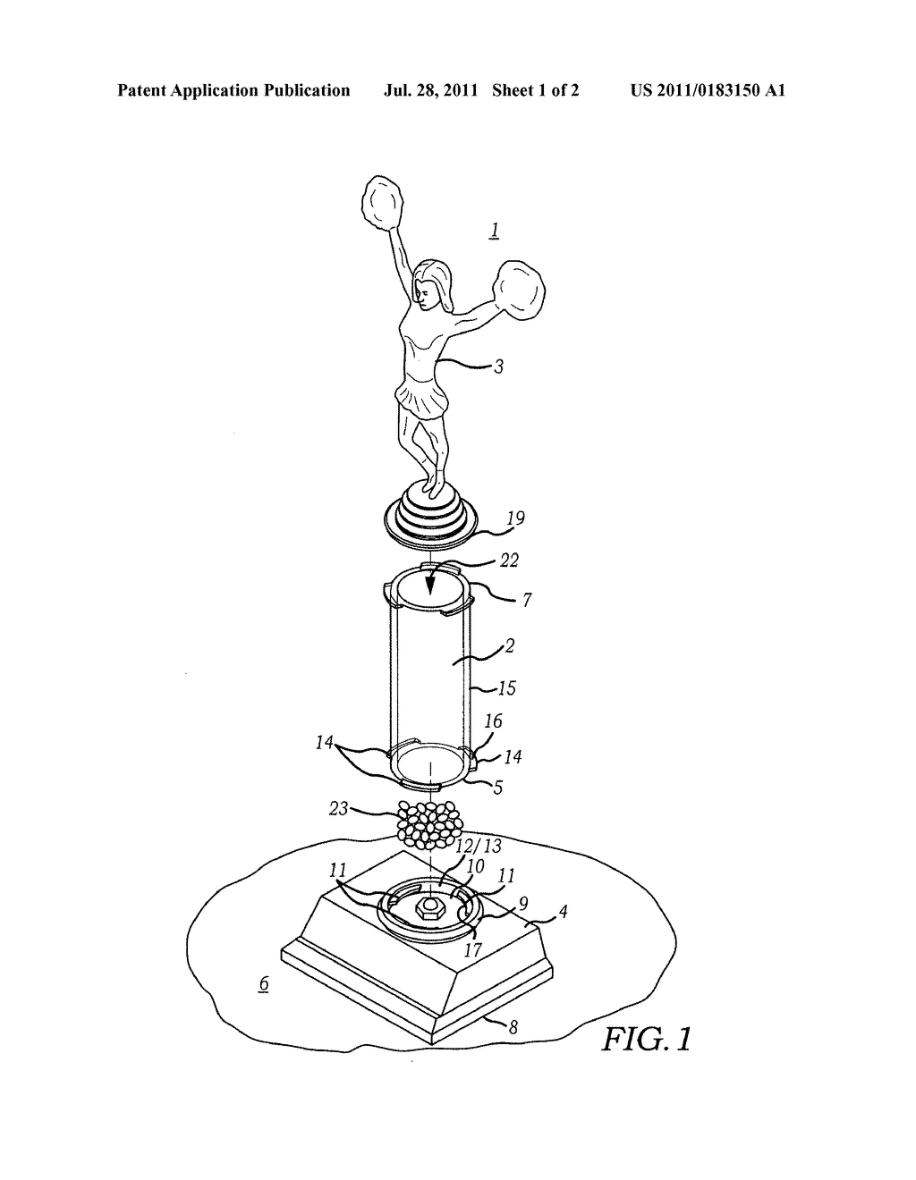 Trophy column for interchangeable display of design elements - diagram, schematic, and image 02