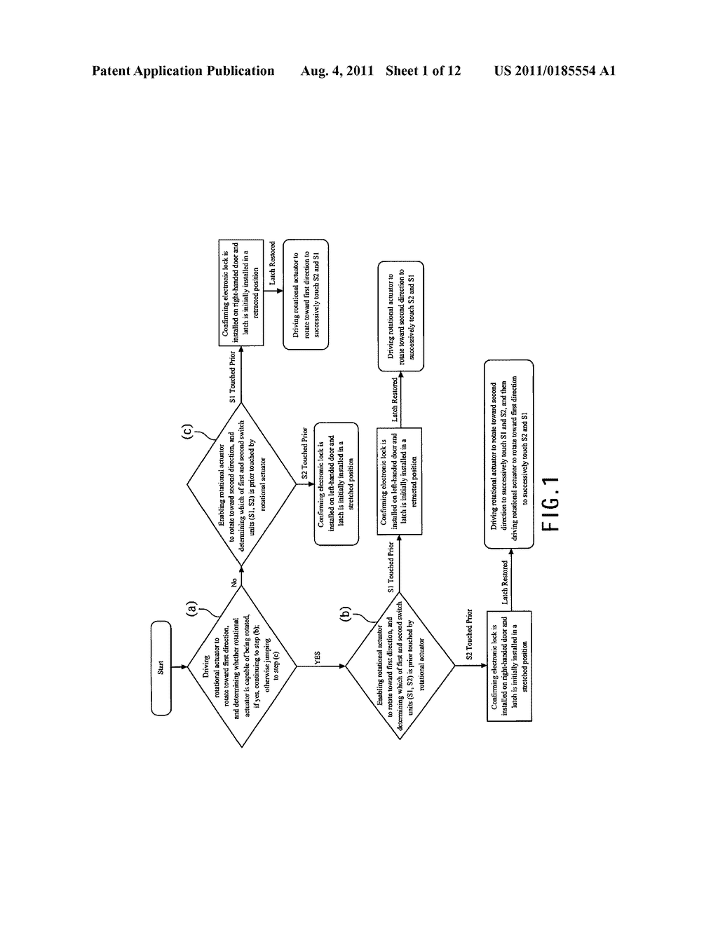 METHOD FOR AUTOMATICALLY DETERMINING THE DIRECTION INSTALLATION OF AN     ELECTRONIC LOCK - diagram, schematic, and image 02