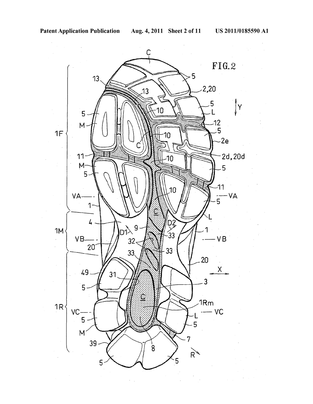 SHOE SOLE OF ATHLETIC SHOE WITH HIGH RUNNING EFFICIENCY - diagram, schematic, and image 03