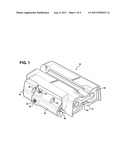 LASER AIMING DEVICE INTEGRATED INTO AN ELECTRO-OPTIC BATTERY SOURCE SUCH     AS ASSOCIATED WITH A HOLOGRAPHIC SIGHT diagram and image