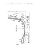 TIRE HAVING STAGGERED TURN-UPS diagram and image