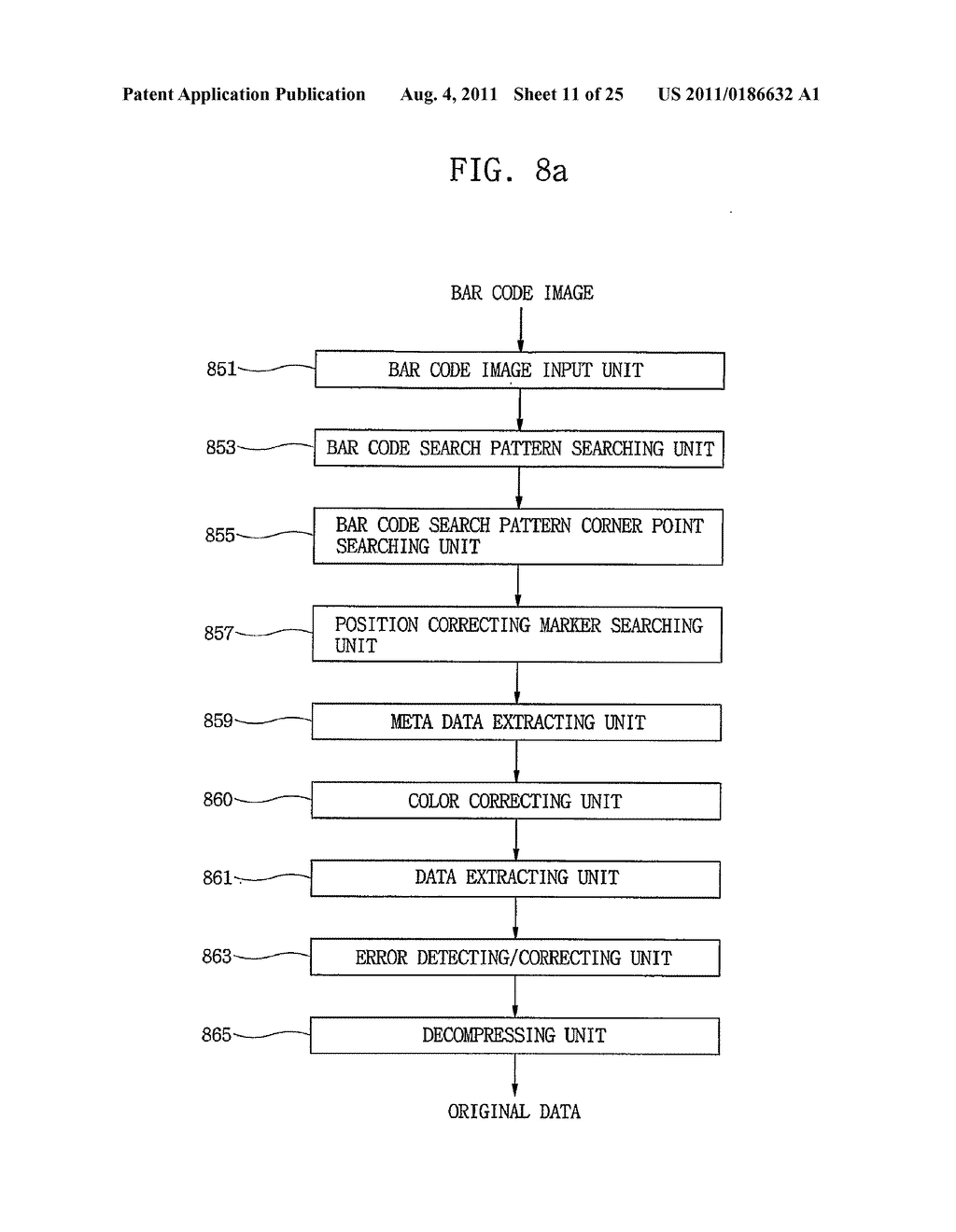 SYSTEM AND METHOD FOR ENCODING AND DECODING LARGE CAPACITY 2-DIMENSIONAL     COLOR BAR CODE WHICH CAN BE COLOR-CORRECTED - diagram, schematic, and image 12