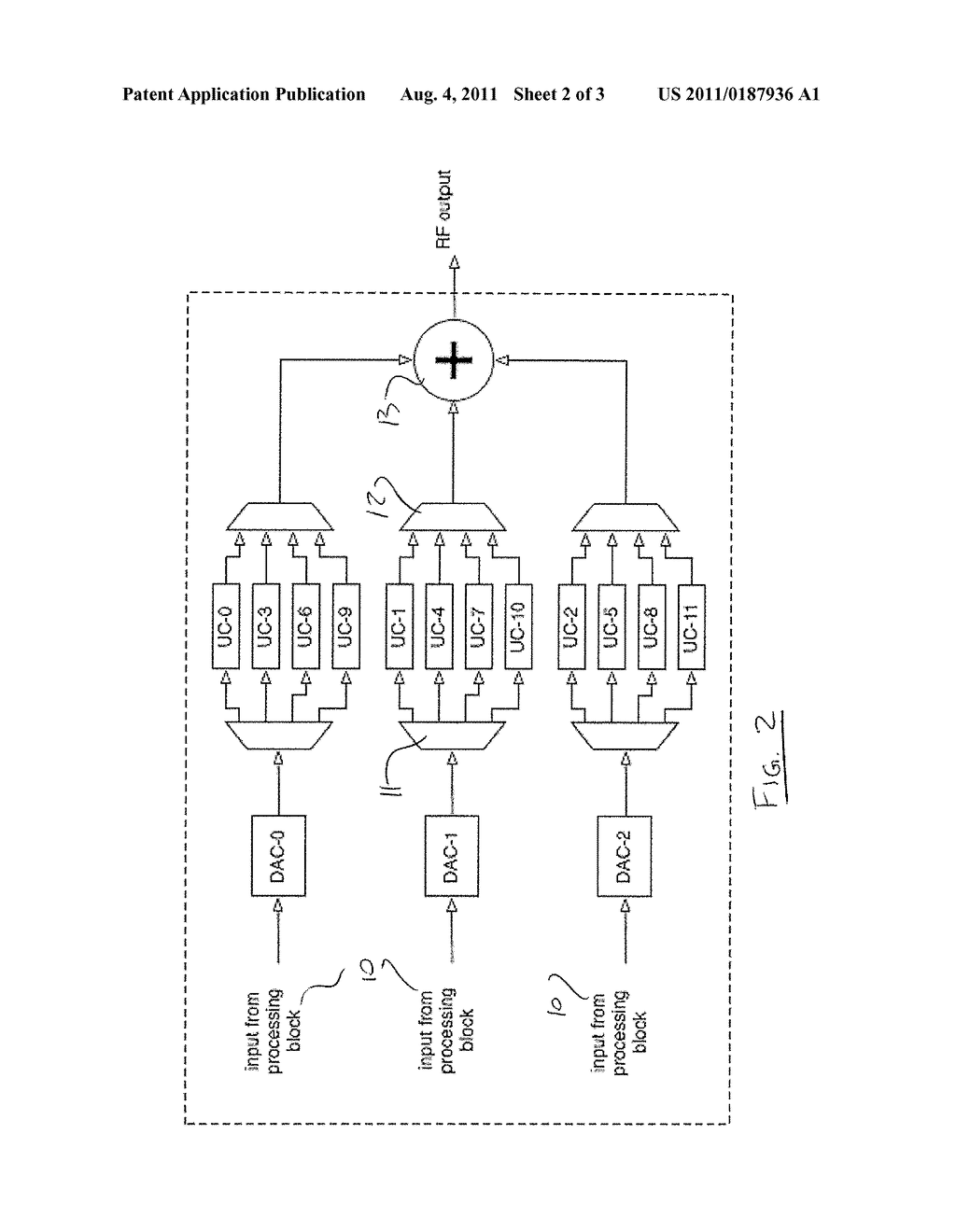 MULTIPLE REDUCED-BANDWIDTH PROCESSING CHAINS TO ACHIEVE A FULL AND     CONTINUOUS OUTPUT BAND FOR MULTIPLE CHANNEL CATV UPCONVERSION - diagram, schematic, and image 03