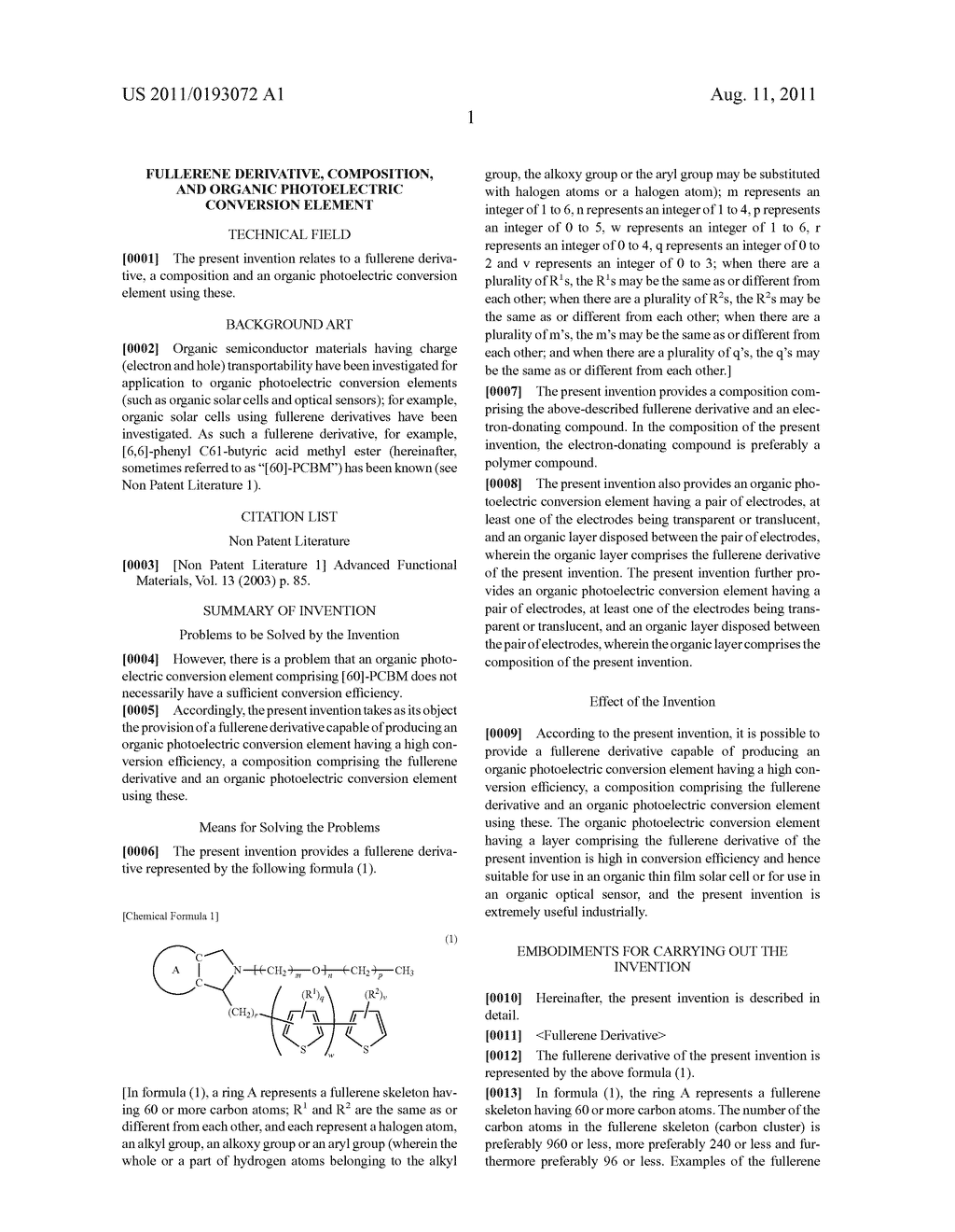 FULLERENE DERIVATIVE, COMPOSITION, AND ORGANIC PHOTOELECTRIC CONVERSION     ELEMENT - diagram, schematic, and image 02