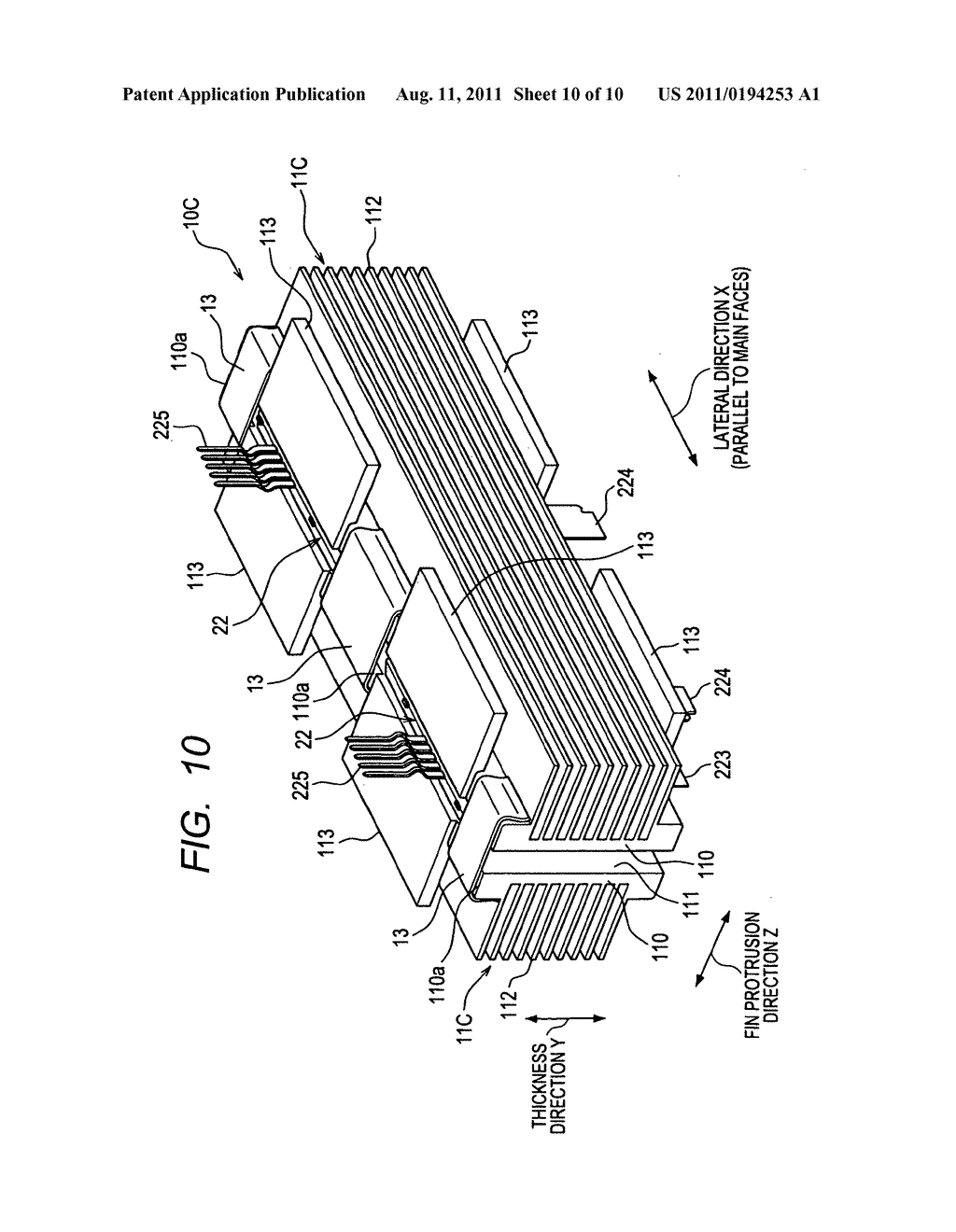 SEMICONDUCTOR APPARATUS HAVING SEMICONDUCTOR MODULE COOLED BY HEAT SINKS     WHICH HAVE INCREASED STRENGTH TOGETHER WITH INCREASED THERMAL MASS - diagram, schematic, and image 11