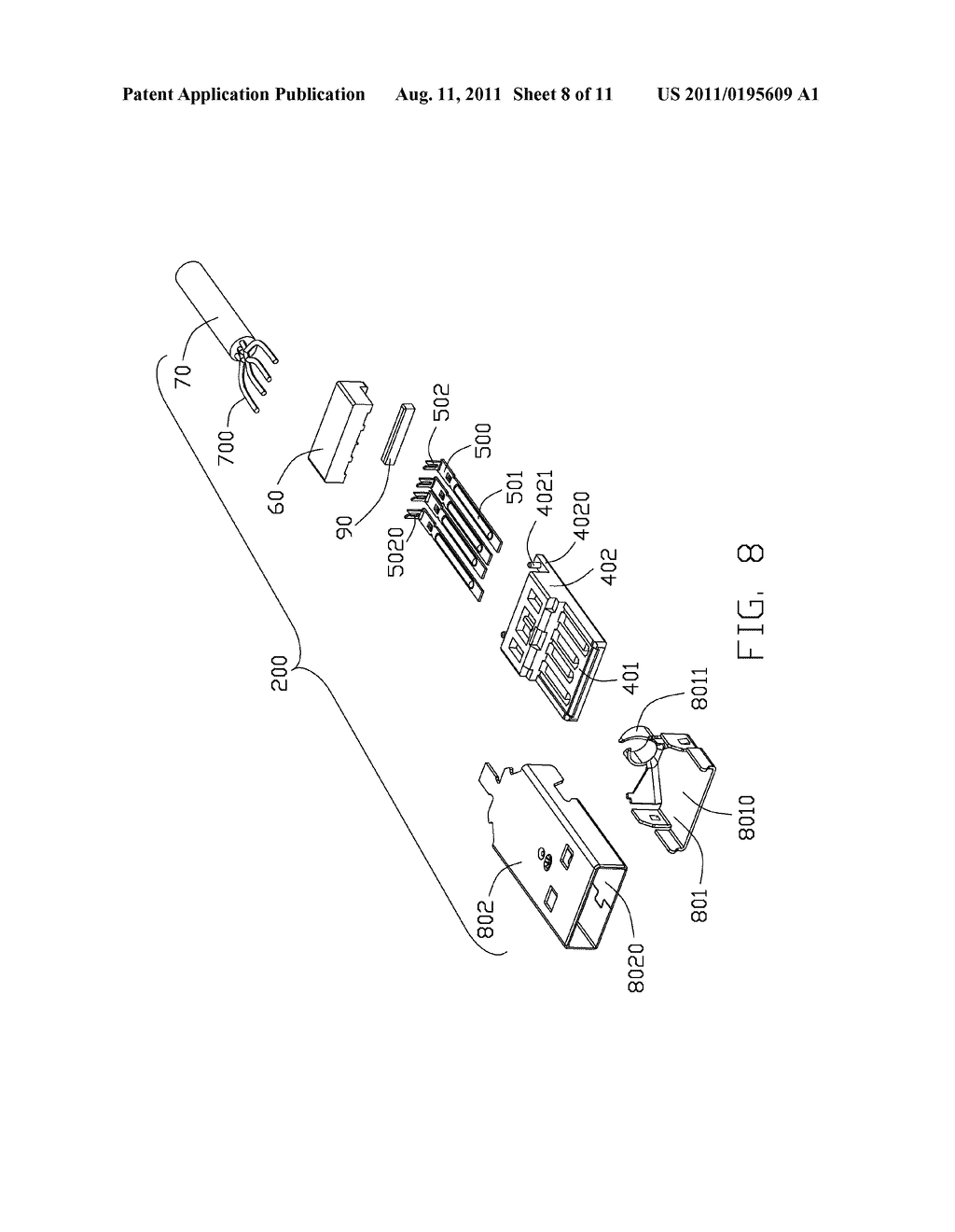 CABLE CONNECTOR ASSEMBLY HAVING A FIRM CONNECTION BETWEEN CONTACTS AND     CABLE THEREIN - diagram, schematic, and image 09
