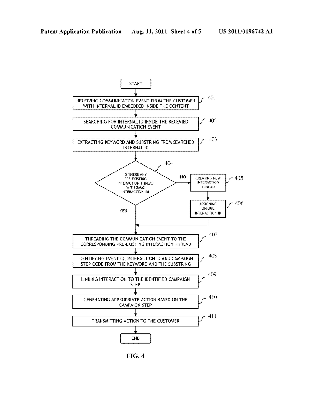 METHOD TO DRIVE A CAMPAIGN WORKFLOW BASED ON A SHORT MESSAGE SERVICE (SMS)     MESSAGE RESPONSE - diagram, schematic, and image 05