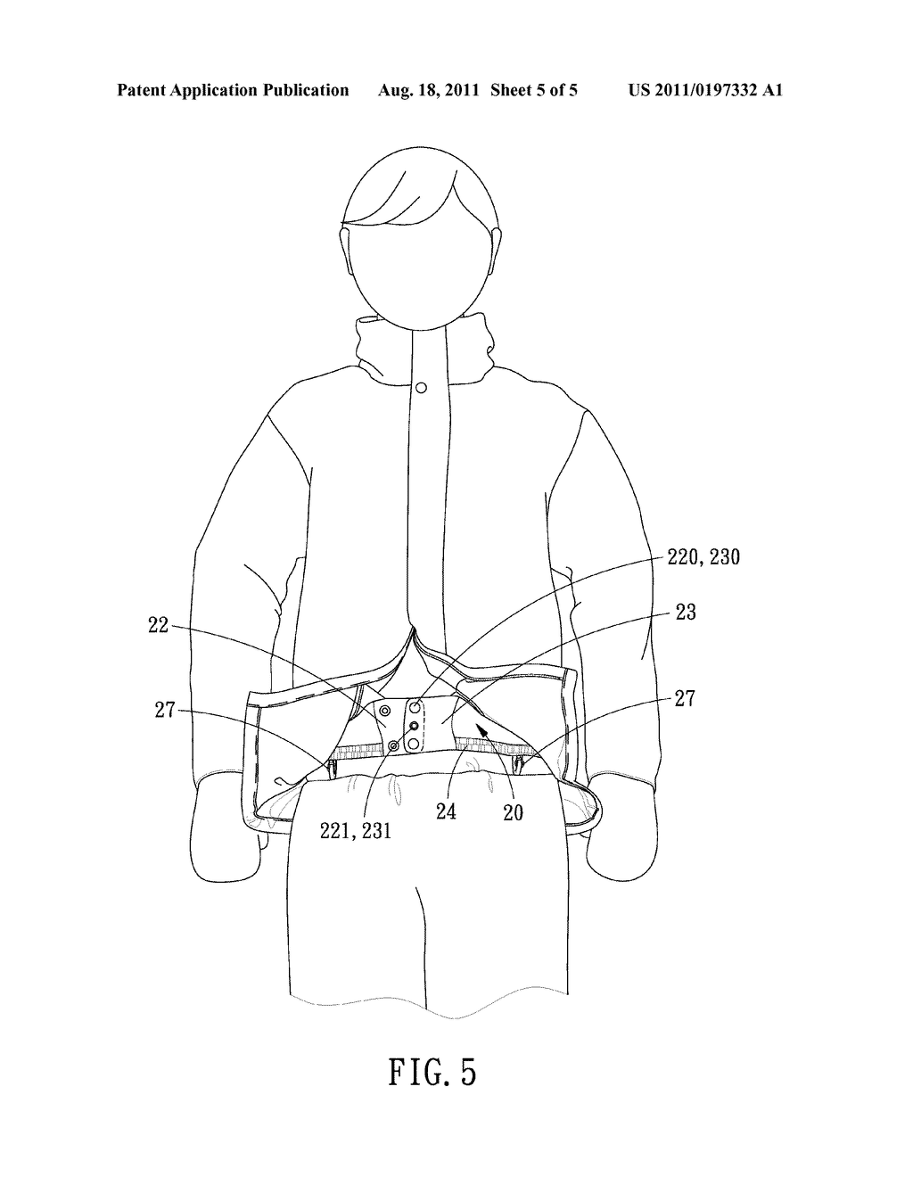 Ski Jacket with a Waist Adjuster Storage Structure - diagram, schematic, and image 06