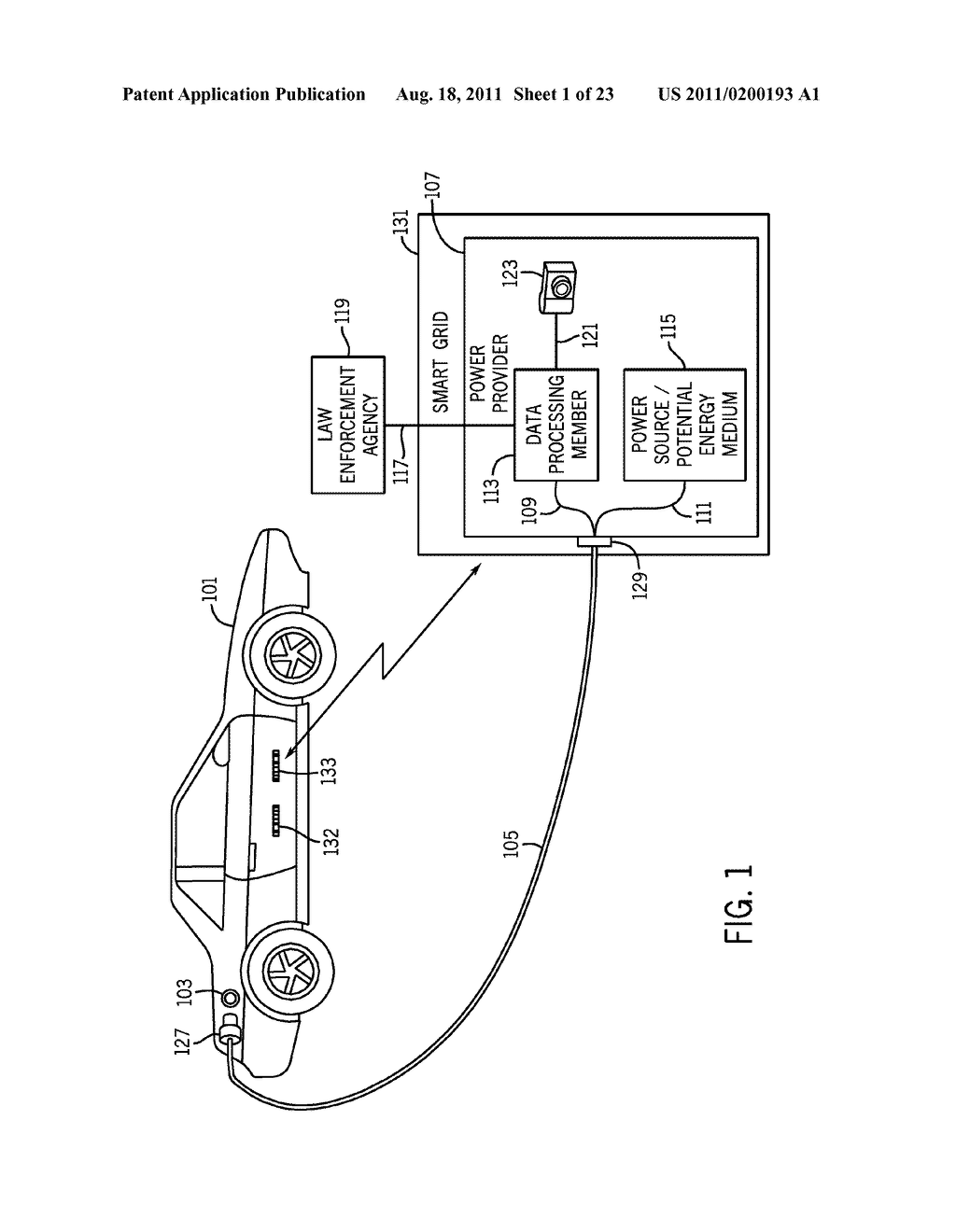 METHOD AND APPARATUS FOR CONTROLLING THE RECHARGING OF ELECTRIC VEHICLES     AND DETECTING STOLEN VEHICLES AND VEHICULAR COMPONENTS - diagram, schematic, and image 02