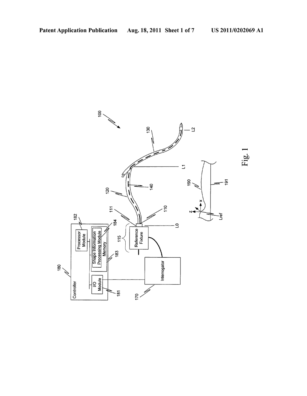 METHOD AND SYSTEM FOR ABSOLUTE THREE-DIMENSIONAL MEASUREMENTS USING A     TWIST-INSENSITIVE SHAPE SENSOR - diagram, schematic, and image 02