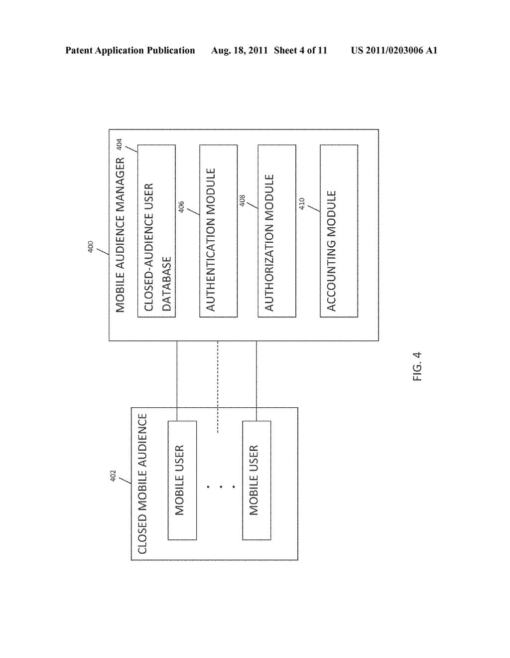 METHOD AND SYSTEM FOR DELIVERING CLOSED-AUDIENCE CONTENT TO A CLOSED     MOBILE AUDIENCE - diagram, schematic, and image 05