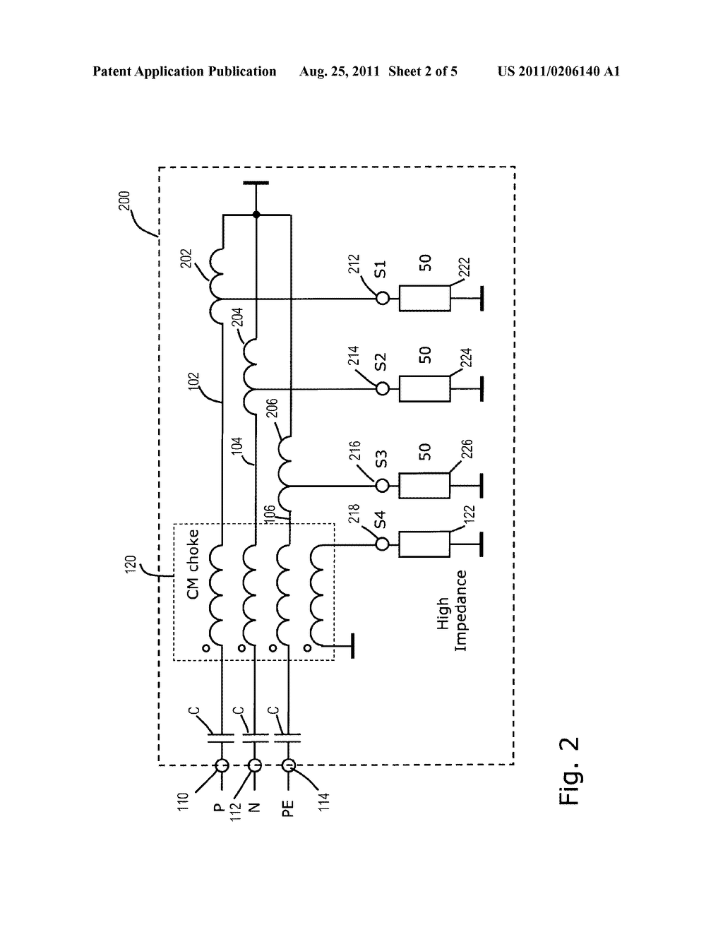 DEVICE FOR DETERMINING A COMMON-MODE SIGNAL IN A POWER LINE COMMUNICATION     NETWORK - diagram, schematic, and image 03