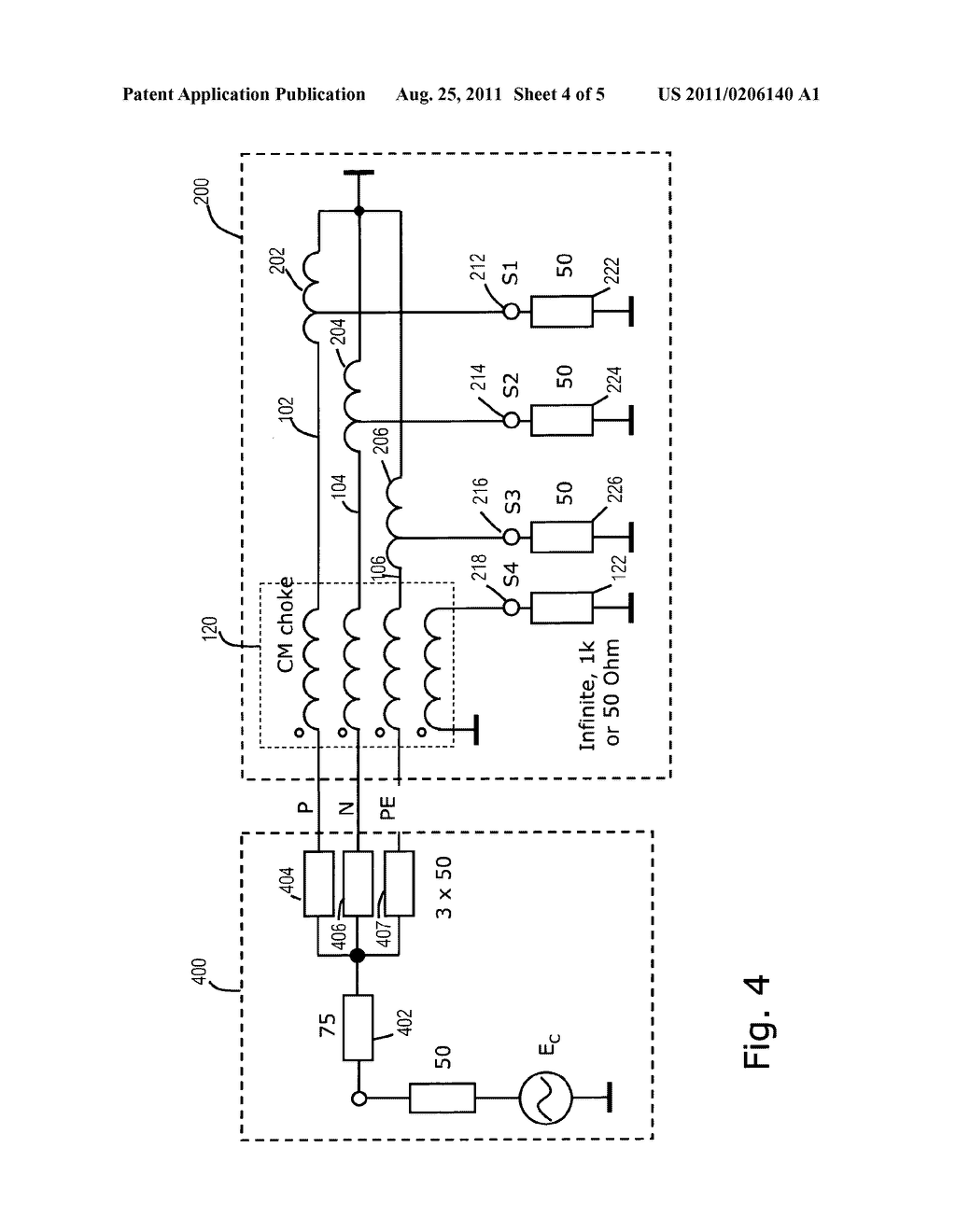 DEVICE FOR DETERMINING A COMMON-MODE SIGNAL IN A POWER LINE COMMUNICATION     NETWORK - diagram, schematic, and image 05