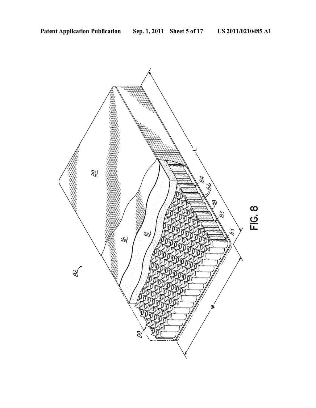 Slow Acting Pocketed Spring Core Having Fibrous Material and Sheets Glued     to Pockets - diagram, schematic, and image 06